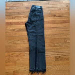 MNG Straight Leg Black Distressed Jeans